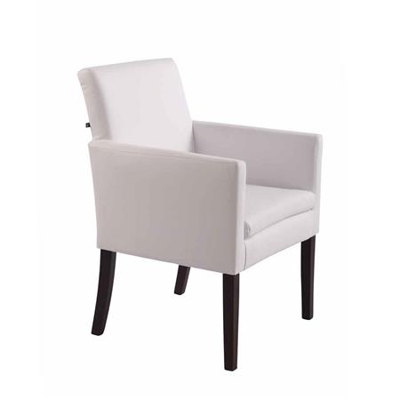 Poltrona de Visita, NOAH, Acolchoada, Pernas Escuras, Em Pele Cor Branco