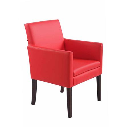 Poltrona de Visita, NOAH, Acolchoada, Pernas Escuras, Em Pele Cor Vermelho