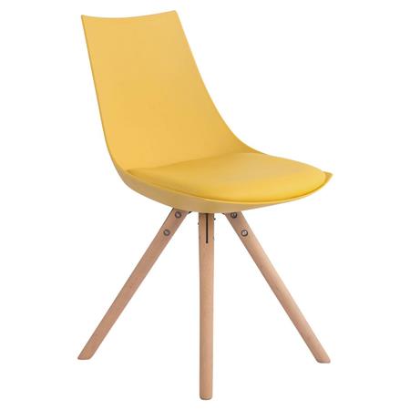 Cadeira de Visita SAMOA, Elegante, Pernas em Madeira, Pele Sintética, Cor Amarelo