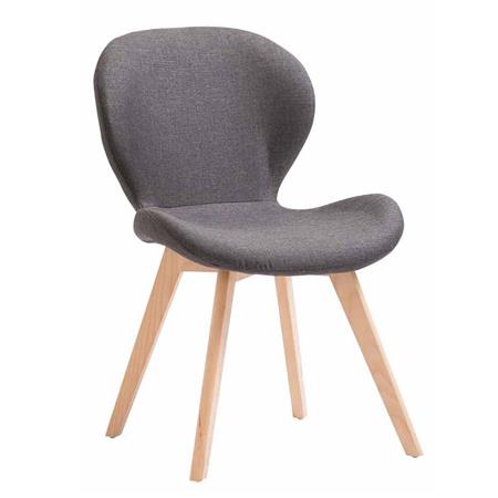 Cadeira de Visita RUDY, Estructura de Madeira Clara, Acolchoado, Cor Cinza Escuro