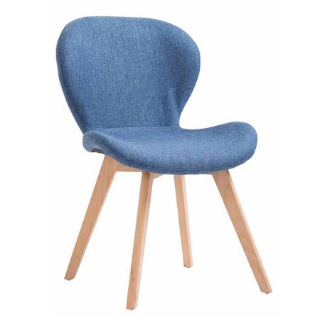 Cadeira de Visita RUDY, Estructura de Madeira Clara, Acolchoado, Cor Azul