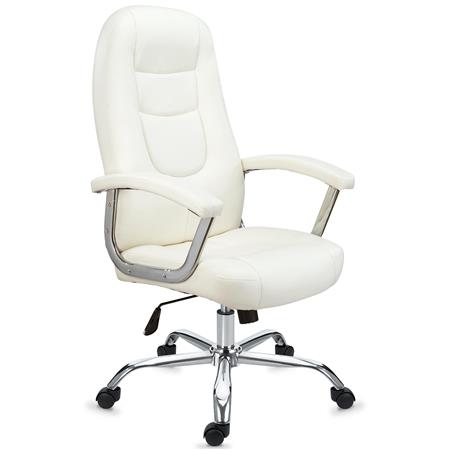 Poltrona de Escritório KALESI, Grande Acolchoado, Base e Braços Metálicos, Em Creme