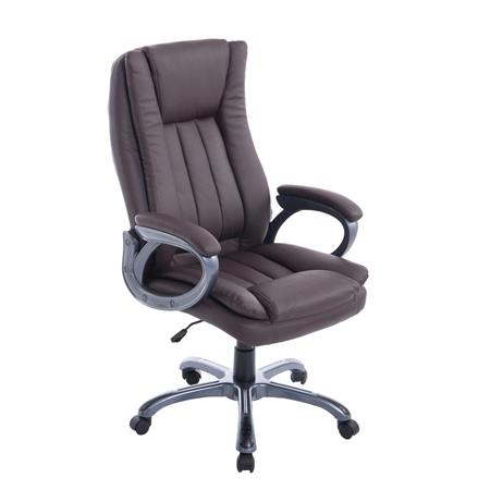 Poltrona de Escritório VILTA, Acolchoado Grosso, Resistente até 150 kg, Em Pele, Cor Castanho