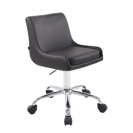 Cadeira de Escritório ASIA, Base Metálica, Design Moderno, Em Pele, Cor Cinza
