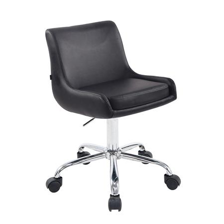 Cadeira de Escritório ASIA, Base Metálica, Design Moderno, Em Pele, Cor Preto