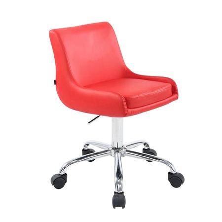 Cadeira de Escritório ASIA, Base Metálica, Design Moderno, Em Pele, Cor Vermelho