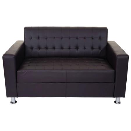 Sofá de 2 Lugares PRADI, Design Clássico e Elegante, Em Pele, Cor Castanho