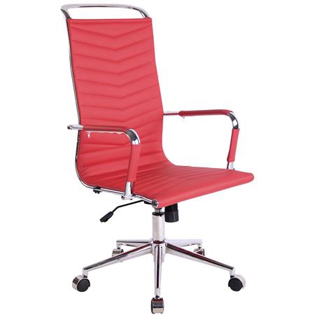 Cadeira de Escritório SIGRID, Encosto Alto, Design Moderno, Em Pele, Vermelho