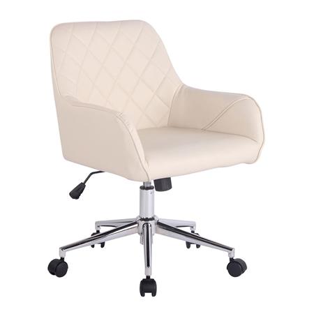 Cadeira de Escritório DARY, Estructura Metálica, Em Pele, Cor Creme