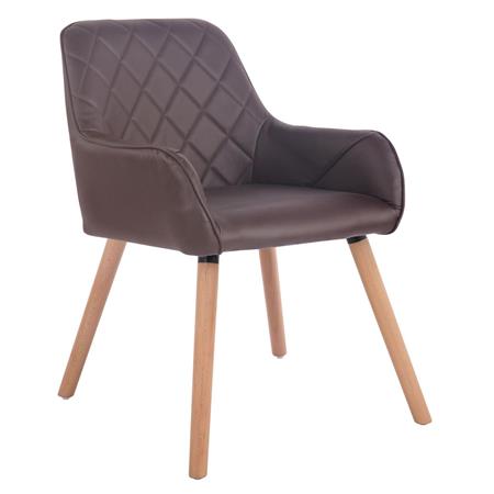 Cadeira de Visita DARY V, Design Moderno, Pernas Claras, Em Pele, Cor Castanho