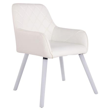 Cadeira de Visita DARY V, Design Moderno, Pernas Brancas, Em Pele, Cor Branco