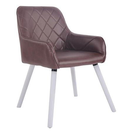 Cadeira de Visita DARY V, Design Moderno, Pernas Brancas, Em Pele, Cor Bordeaux