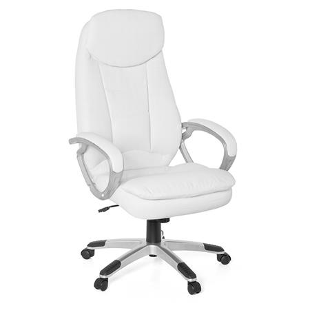 Poltrona de Escritório NAILA, Encosto alto, Grosso Acolchoado, Em Pele, Cor Branco