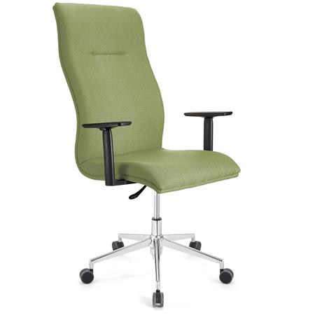 DEMO# Poltrona de Escritório ANIBAL PRO, Encosto Alto, Braços Ajustáveis, Acolchoado em Pano Verde 