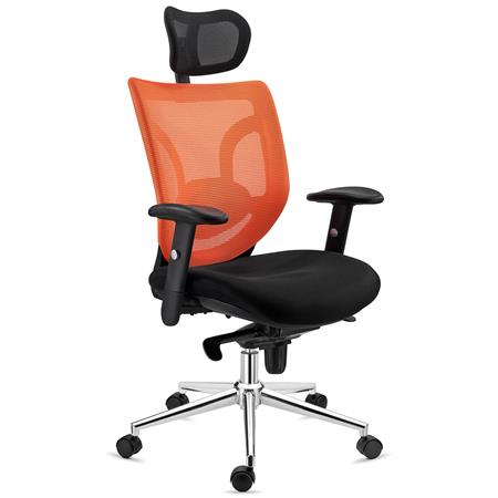 DEMO# Cadeira Ergonómica LAMBO, Apoia Cabeças Ajustável, Suporte Lombar, Comodidade, em Cor de Laranja