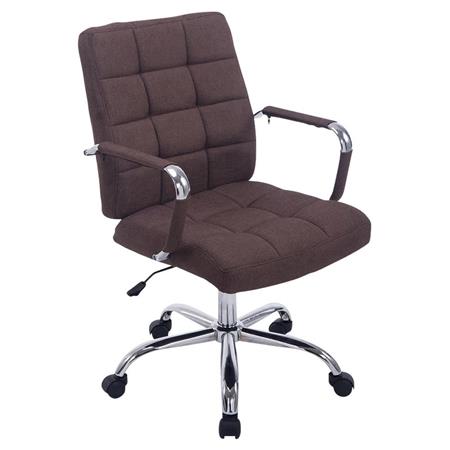 Cadeira de Escritório DELAN PANO, Acolchoado Espesso, Base Metálica, Cor Castanho