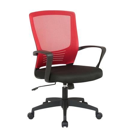 Cadeira de Escritório MALIBU, Design Moderno, Malha Respirável e Pano, Cor Vermelho