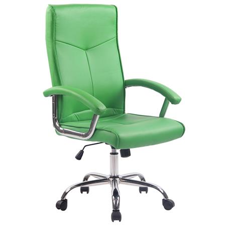 Cadeira de Escritório CALESTY, Grosso Acolchoado, Base metálica, Em Pele, Cor Verde