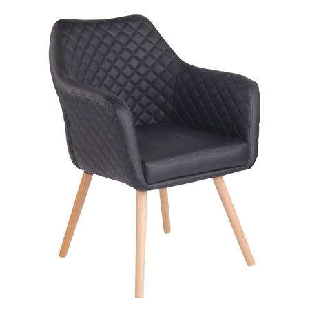 Cadeira de Visita BASILEIA, Comodidade, Pernas Claras, Em Pele, Cor Preto