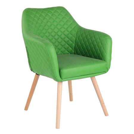 Cadeira de Visita BASILEIA, Comodidade, Pernas Claras, Em Pele, Cor Verde