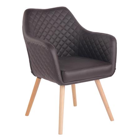 Cadeira de Visita BASILEIA, Comodidade, Pernas Claras, Em Pele, Cor Castanho Escuro