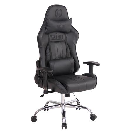 Cadeira Gaming INDY, Encosto Reclinável, Almofada Lombar e Cervical, Em Preto 