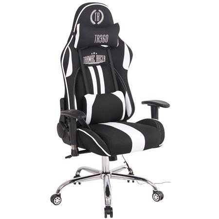 Cadeira Gaming INDY PANO, Encosto Reclinável, Almofada Lombar e Cervical, Em Preto / Branco