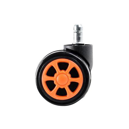 5x Rodas Para Cadeira de Escritório, 11x55mm, Design Gaming, Cor Laranja