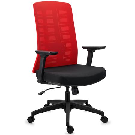 Cadeira de Escritório MAYESTIC, Formato Ergonómico, Encosto Exclusivo, Cor Vermelho