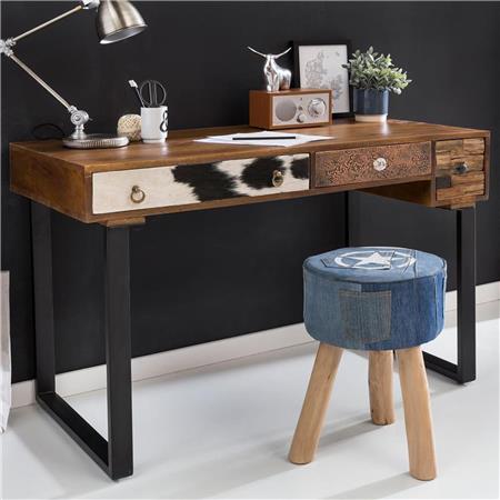 Mesa ALMU, Dimensões 120x60x79 cm, Pernas Metálicas, Em Madeira